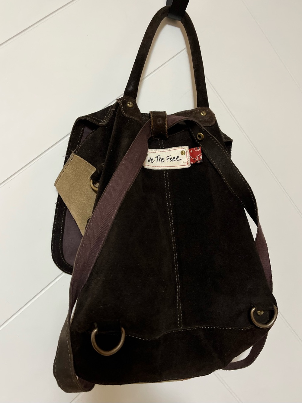 Free People - We The Free Brown/ Beige Suede Leather Backpack